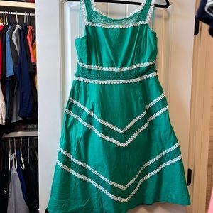 Green and white lace sundress WITH POCKETS